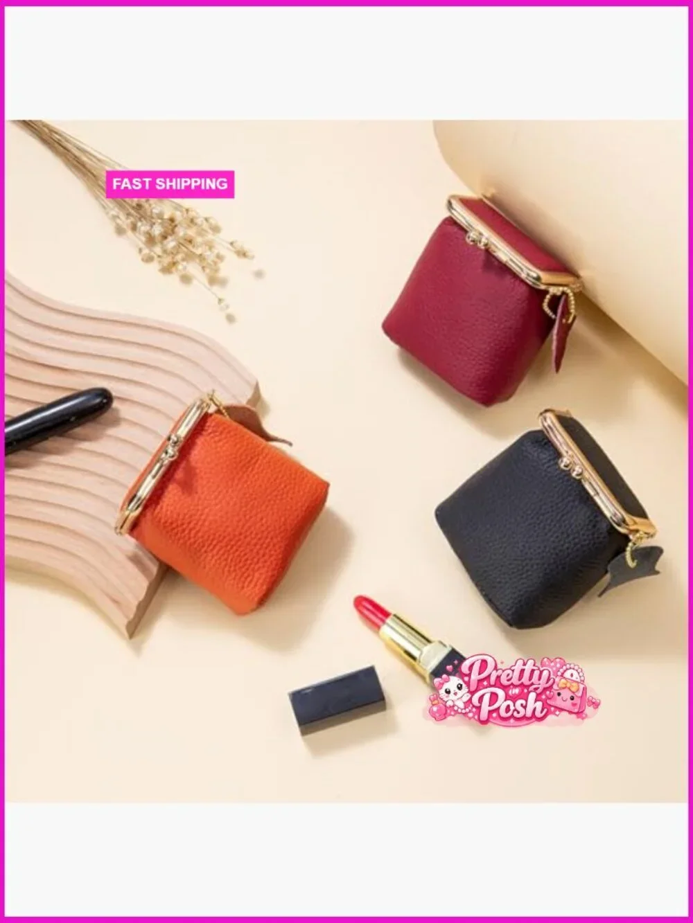 Genuine Leather Mini Jewelry Box with Kiss Lock, Portable Travel Organizer